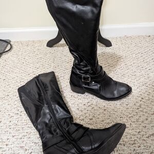 Me Too Black Over the Knee Boots with Matte Finish